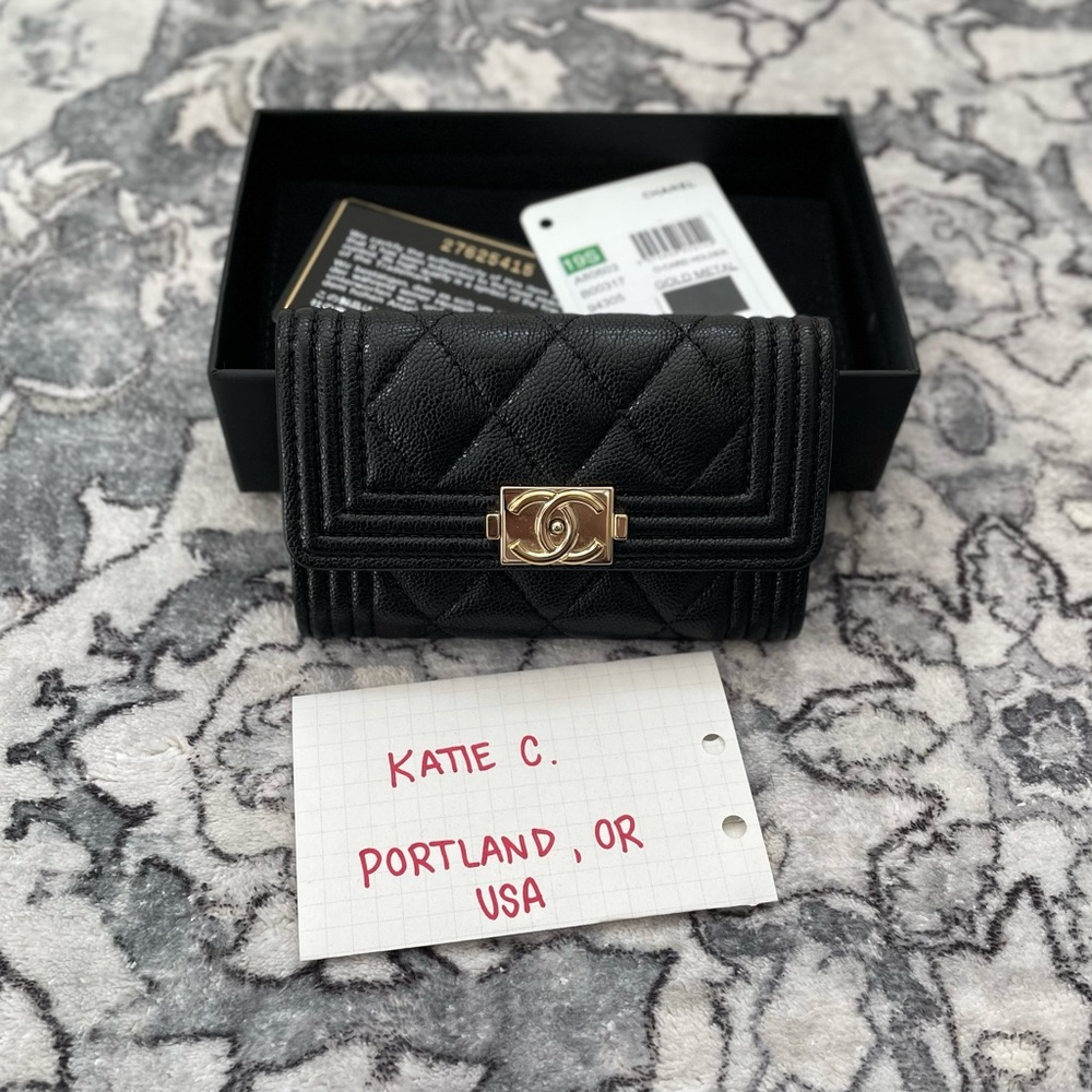 Chanel Black Caviar Boy Card Case